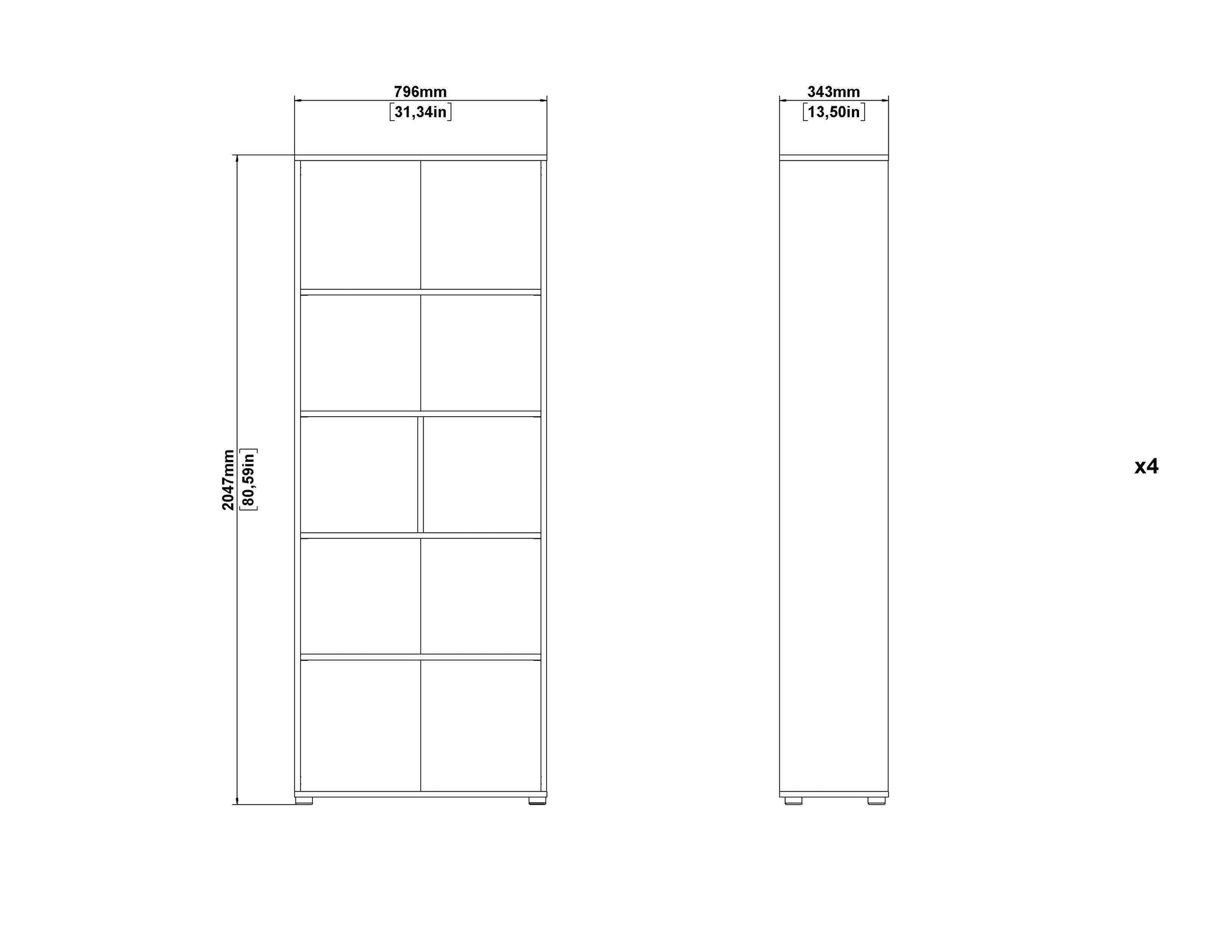 ION | ספריה עם 6 מדפים פתוחים - KUALA