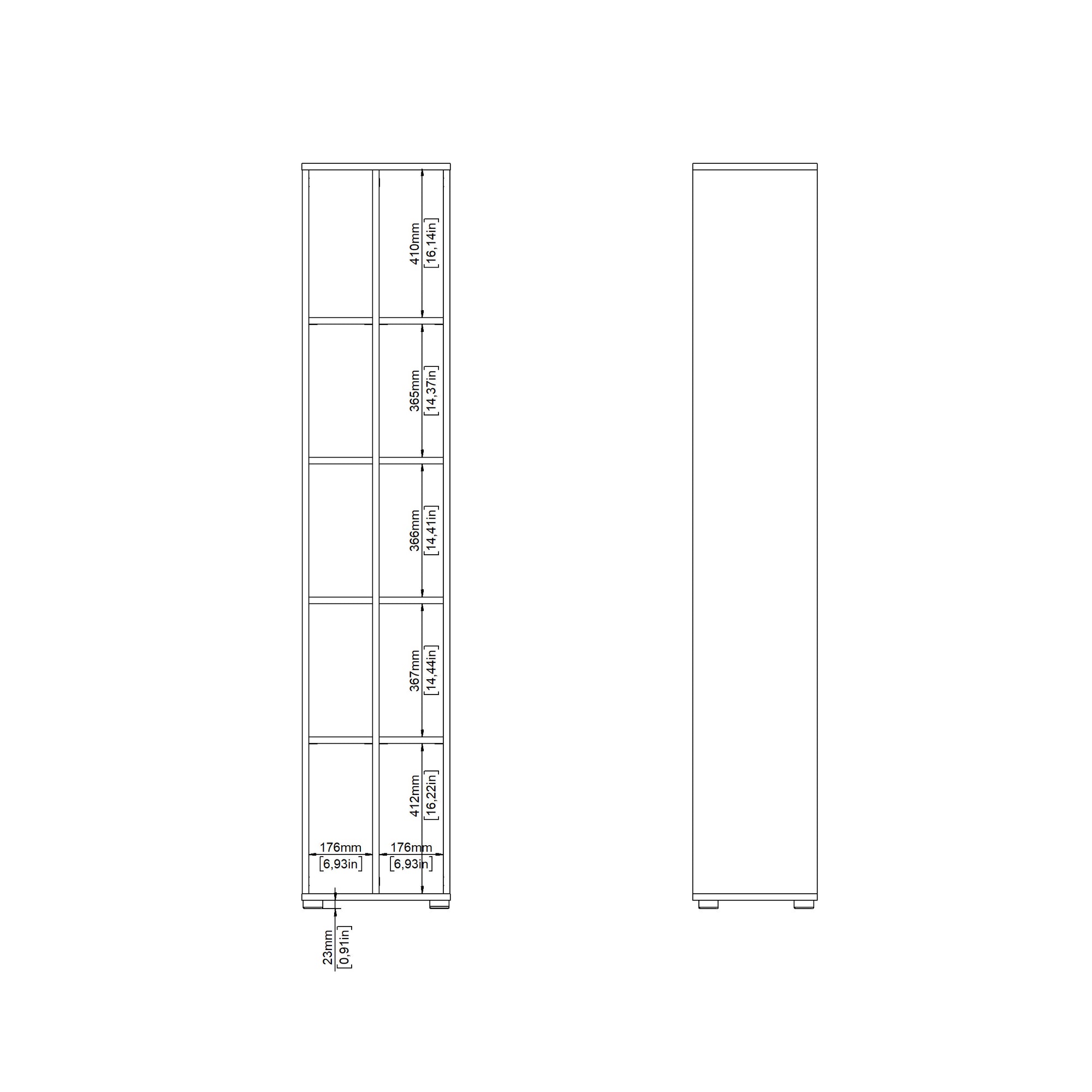 JET | ספריה צרה עם 10 מדפים פתוחים - KUALA