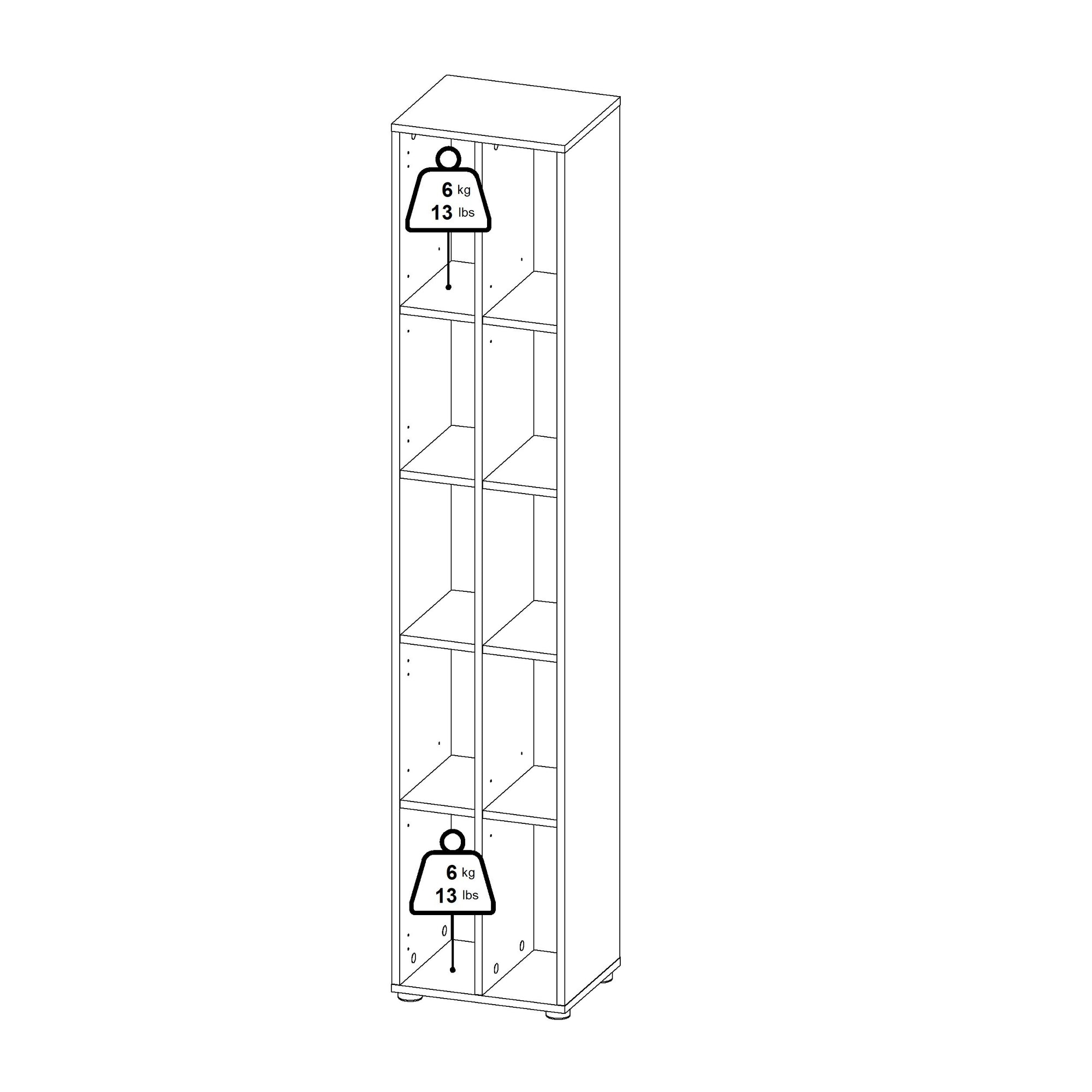 JET | ספריה צרה עם 10 מדפים פתוחים - KUALA