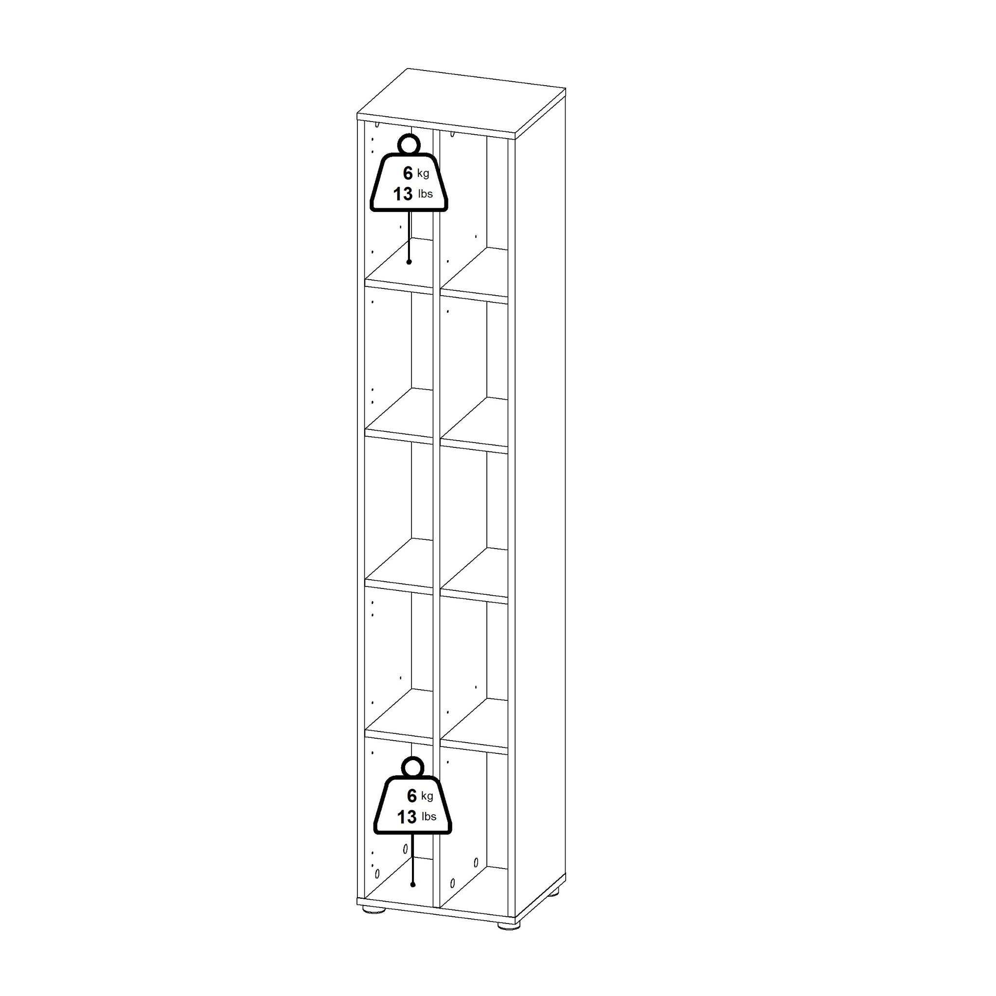 JET | ספריה צרה עם 10 מדפים פתוחים - KUALA