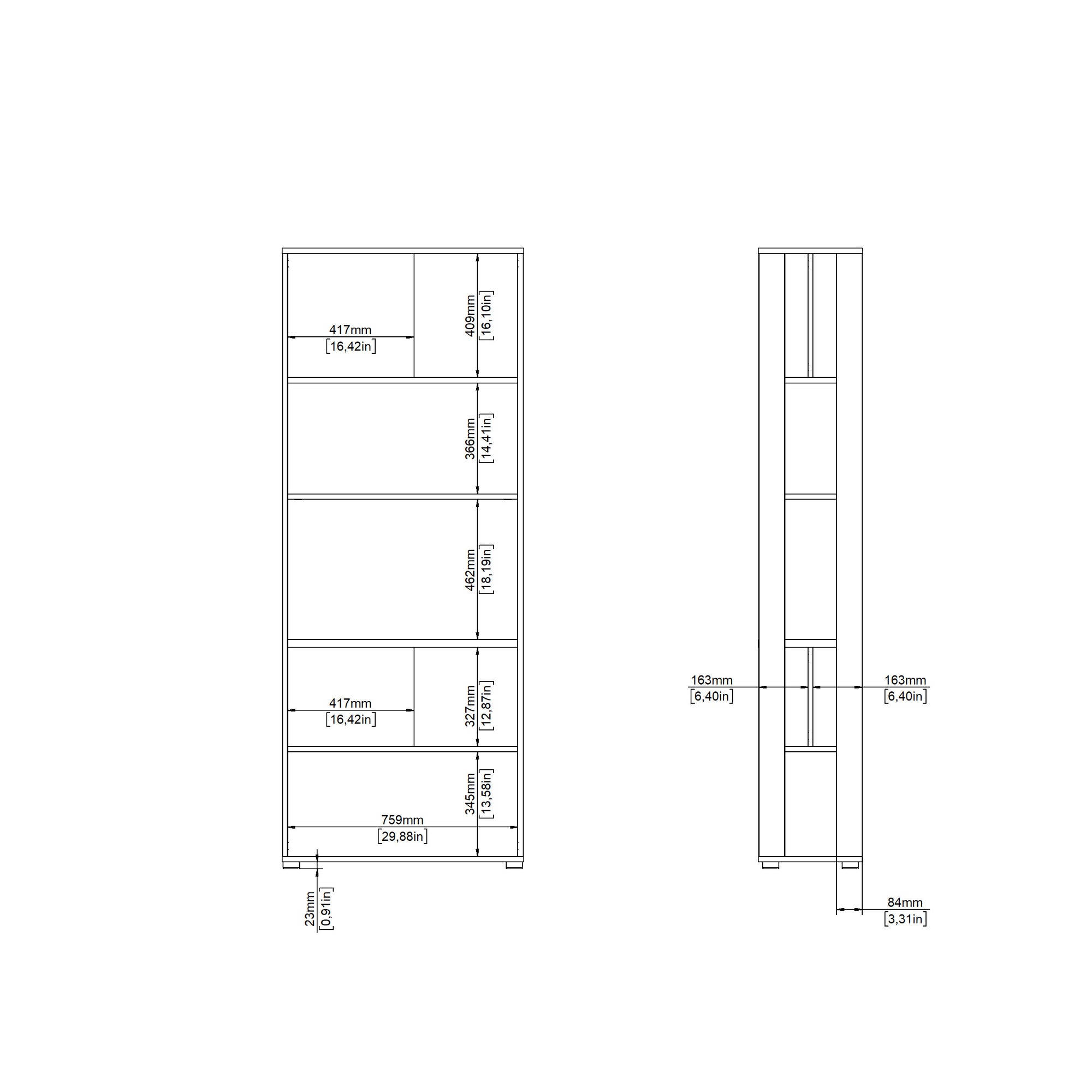 KANOL | ספריה עם 5 מדפים פתוחים וצד פתוח - KUALA
