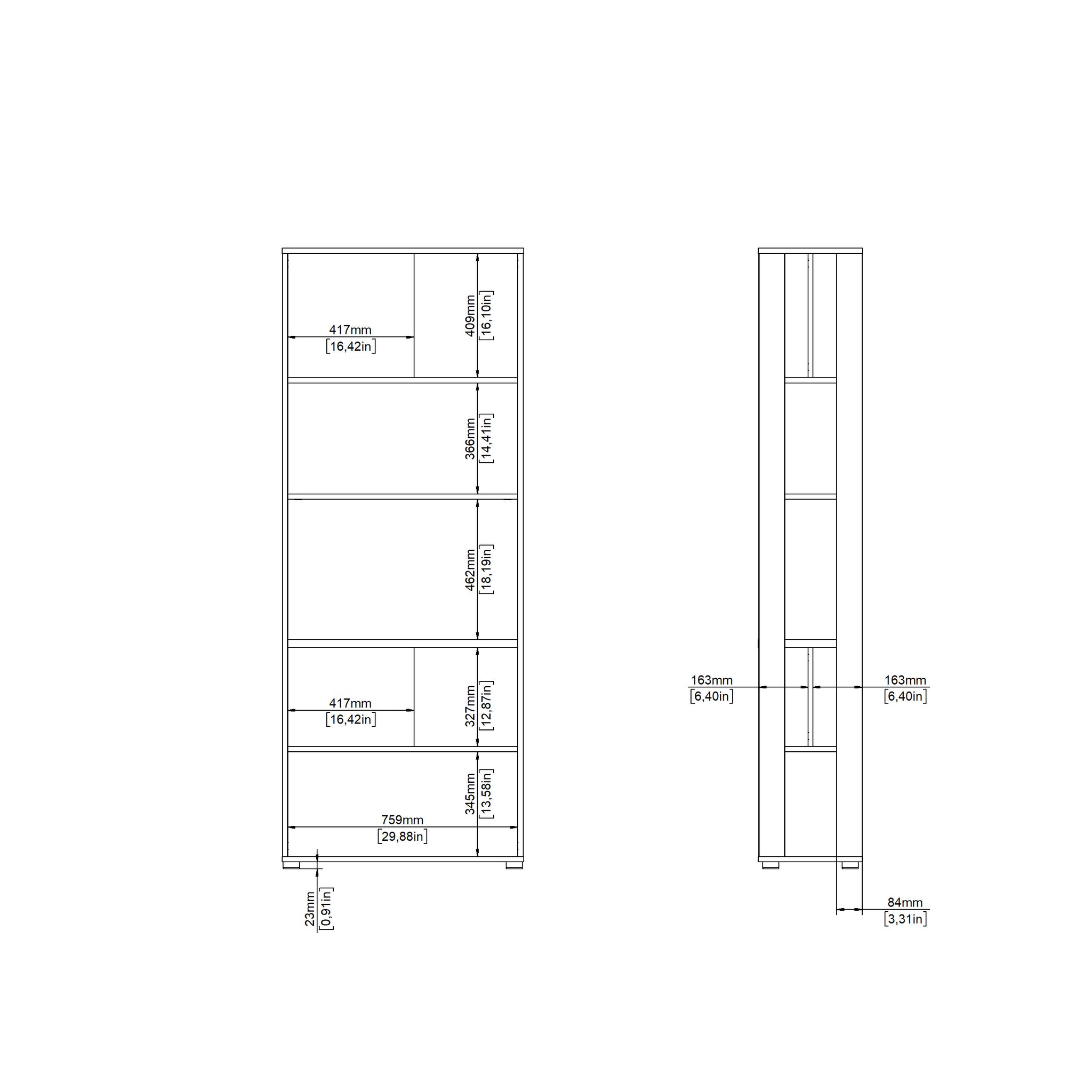 KANOL | ספריה עם 5 מדפים פתוחים וצד פתוח - KUALA