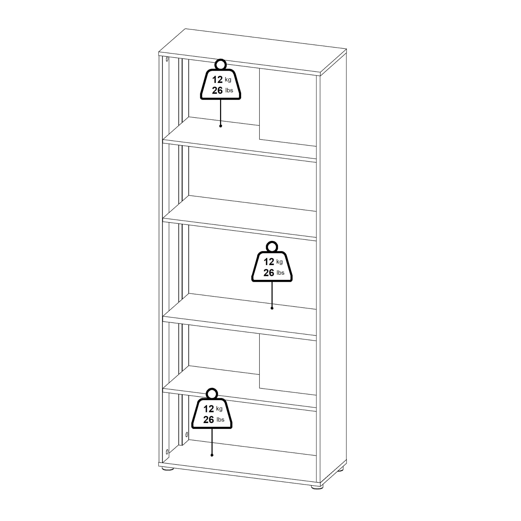 KANOL | ספריה עם 5 מדפים פתוחים וצד פתוח - KUALA