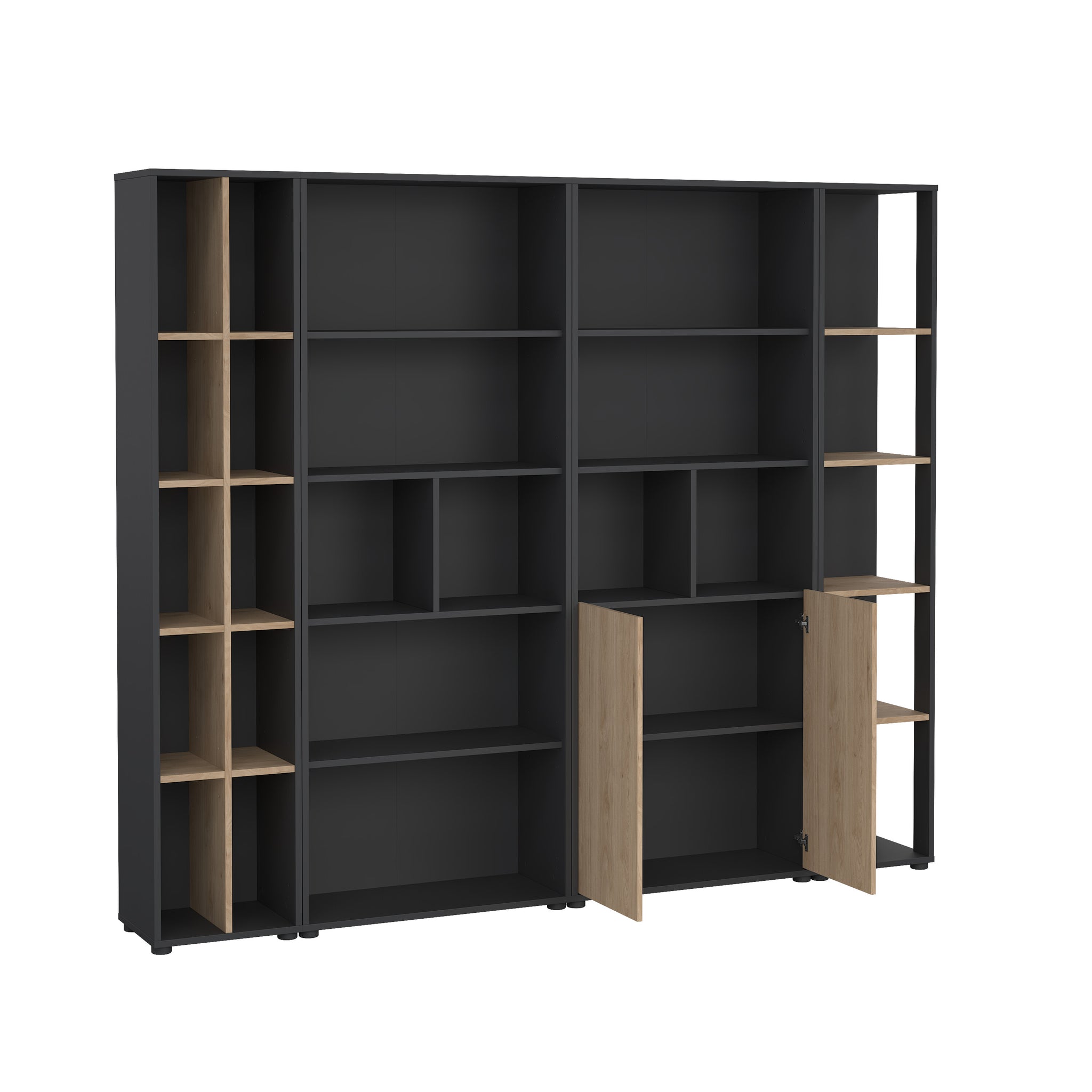 FLOW | ספריה עם 2 דלתות, 5 מדפים פתוחים וצד פתוח - KUALA