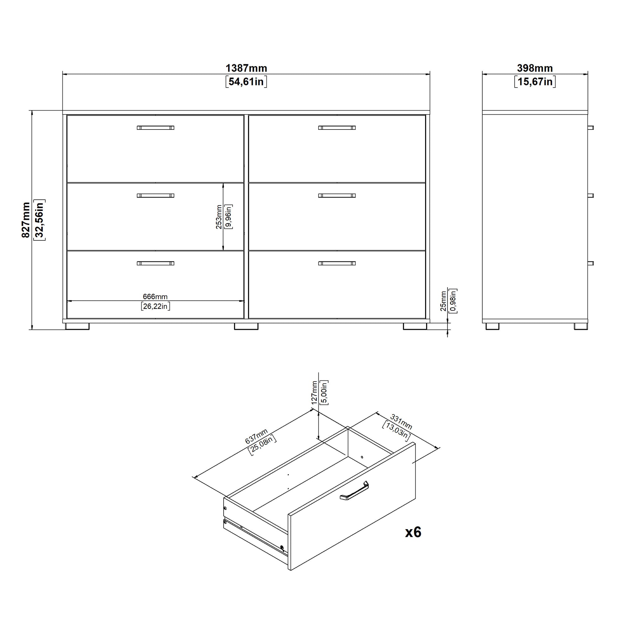 CANYON | קומודה ממלמין עם 6 מגירות - KUALA