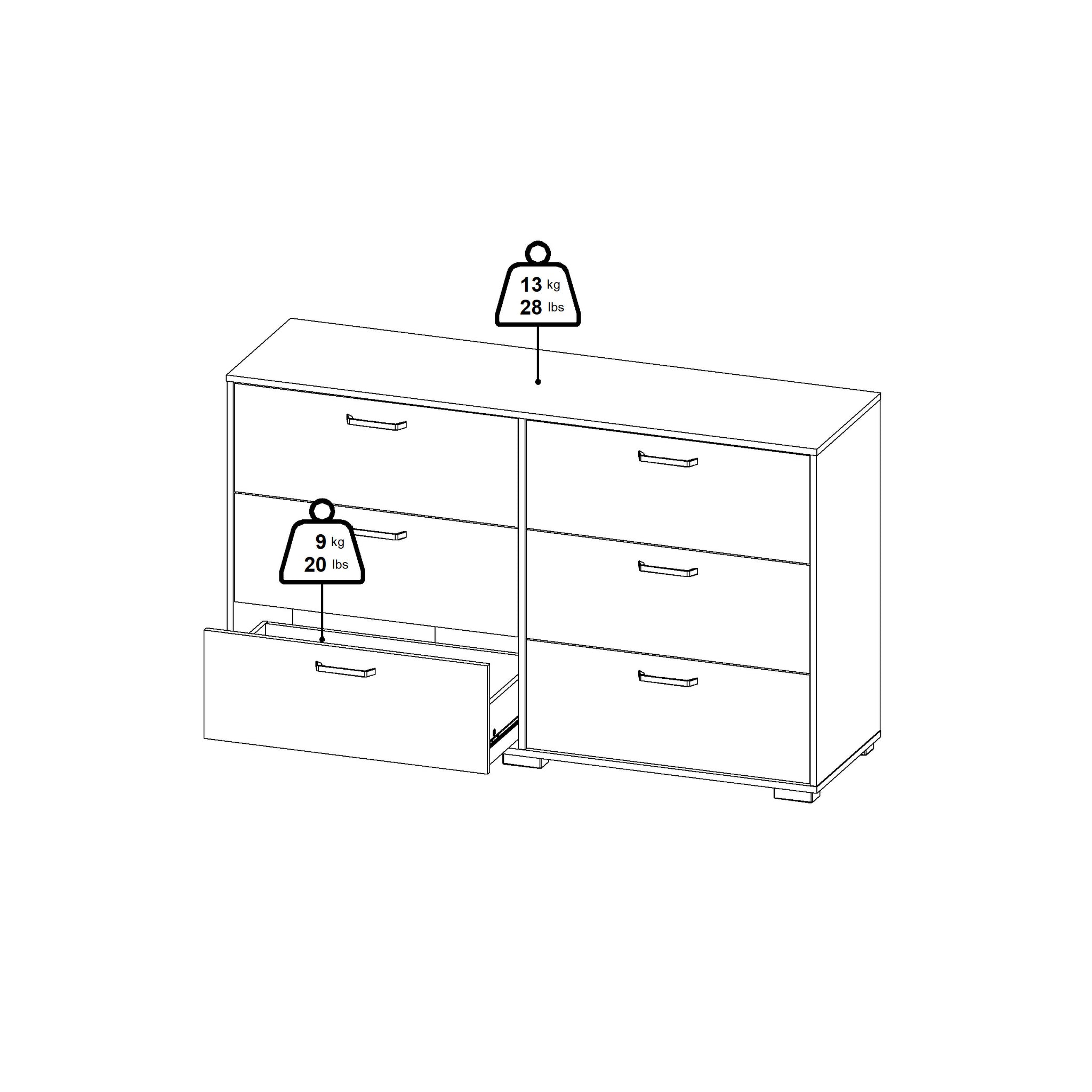 CANYON | קומודה ממלמין עם 6 מגירות - KUALA