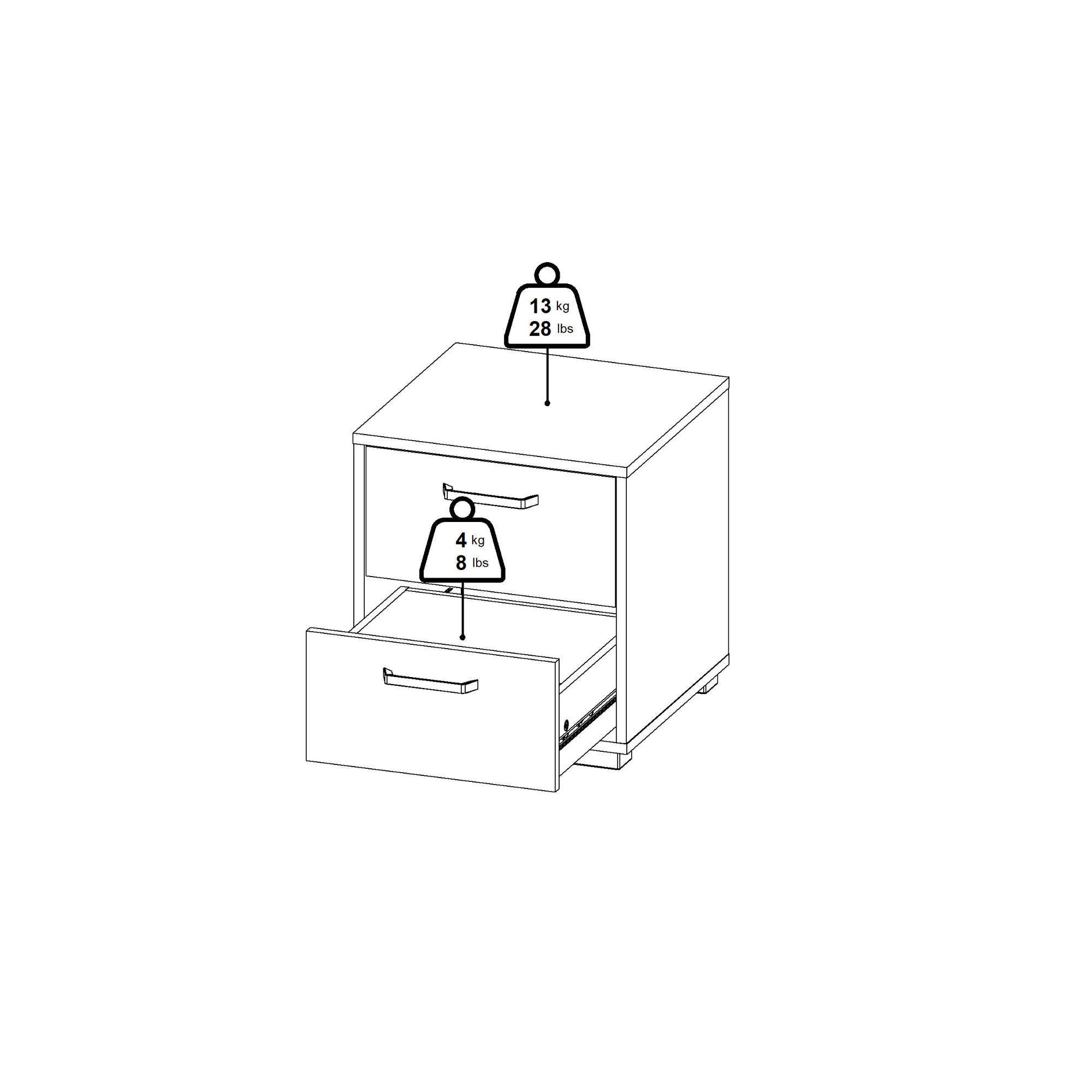 IVO | שידת לילה 40/40 ס"מ, עם 2 מגירות - KUALA