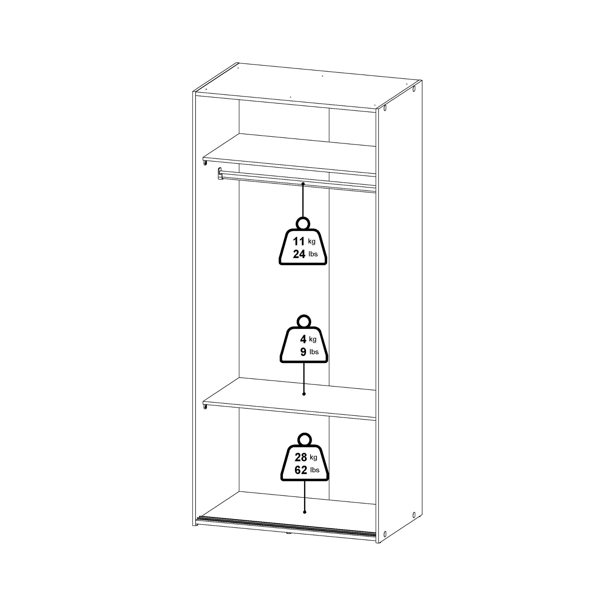 HALVY | ארון הזזה 2 דלתות, בחיפוי מלמין