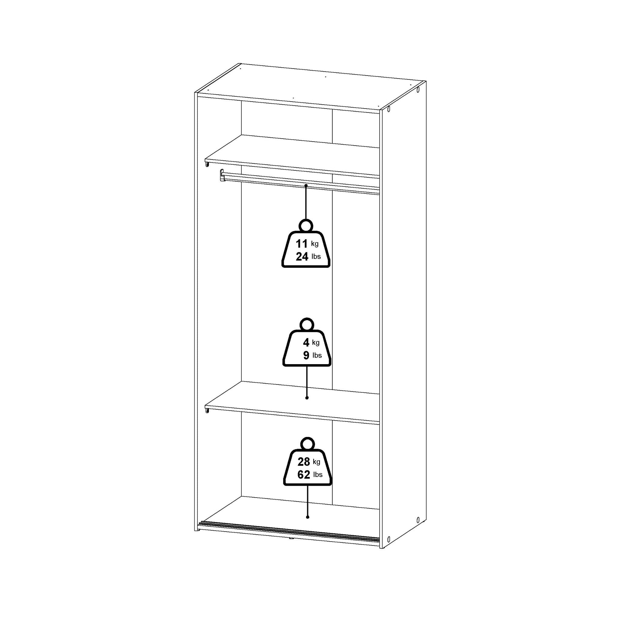 HALVY | ארון הזזה 2 דלתות, בחיפוי מלמין