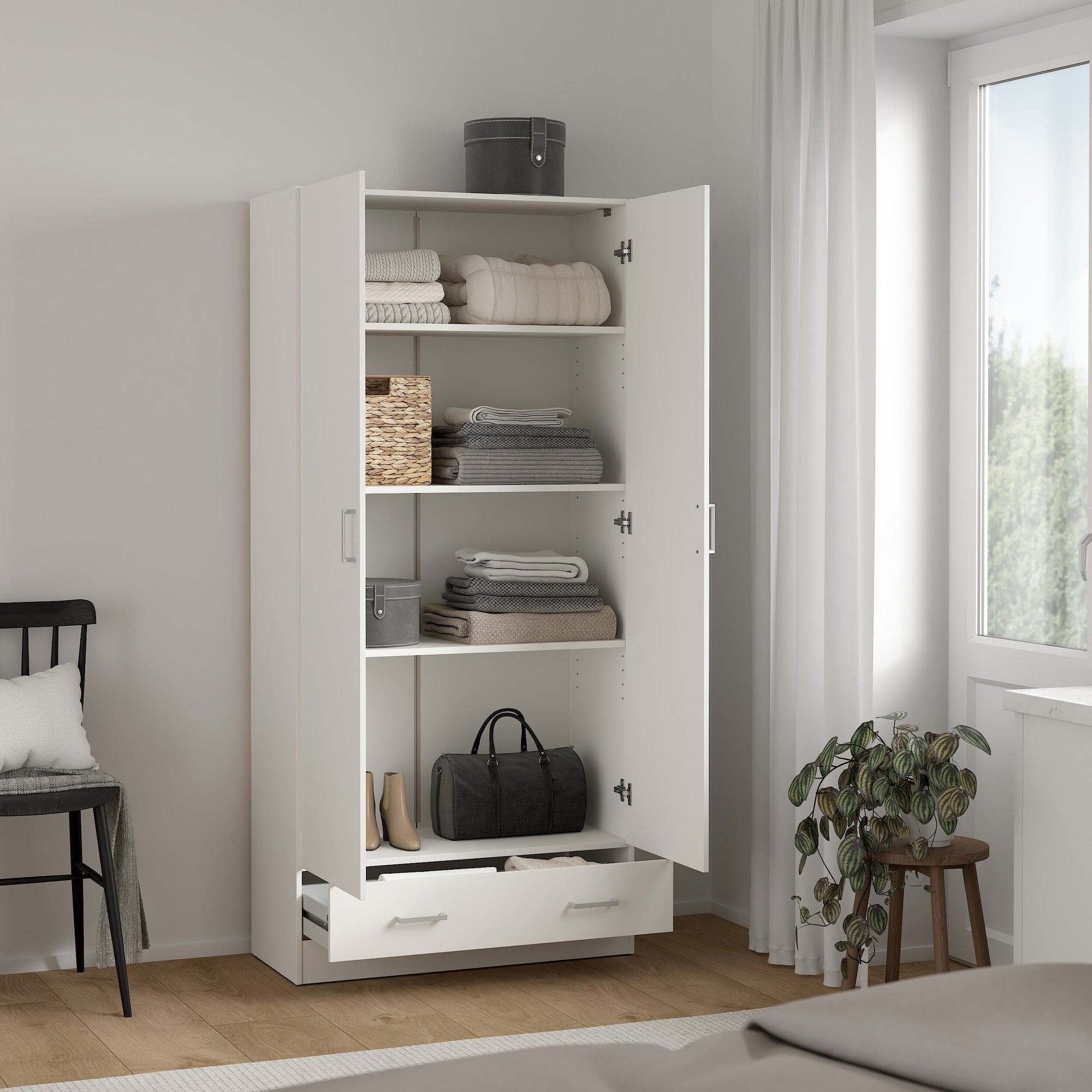 JORV | ארון פתיחה 2 דלתות ומגירה, בחיפוי מלמין