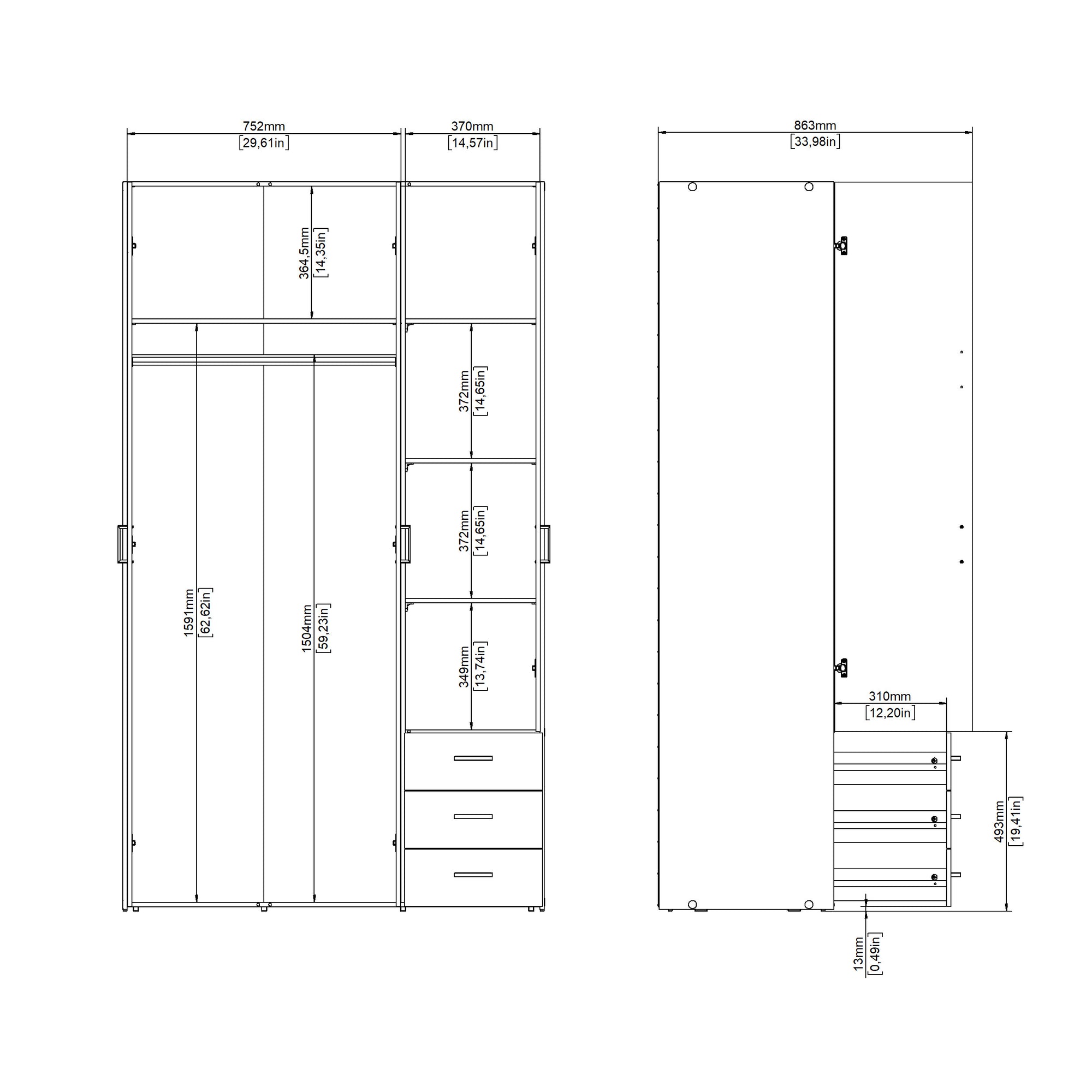 RESE | ארון דלתות פתיחה בחיפוי מלמין