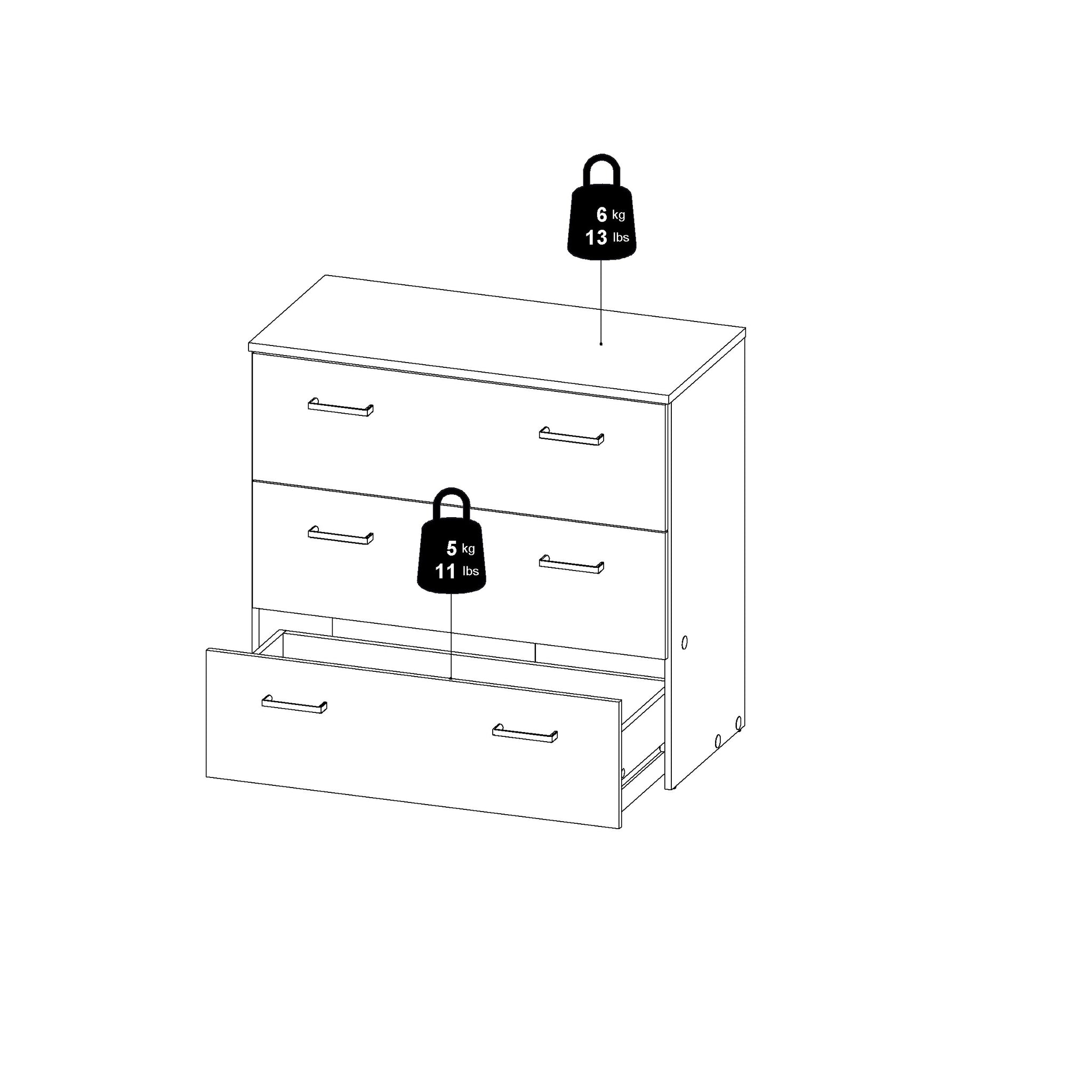 ASHI | קומודה ממלמין, עם 3 מגירות