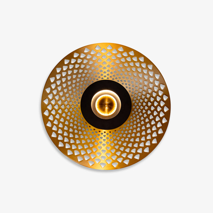 PALENCIA | מנורת קיר עגולה בסגנון אוריינטלי בגווני זהב ושחור