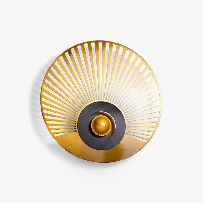LOGRONO | מנורת קיר עגולה בסגנון אוריינטלי בגווני זהב ושחור