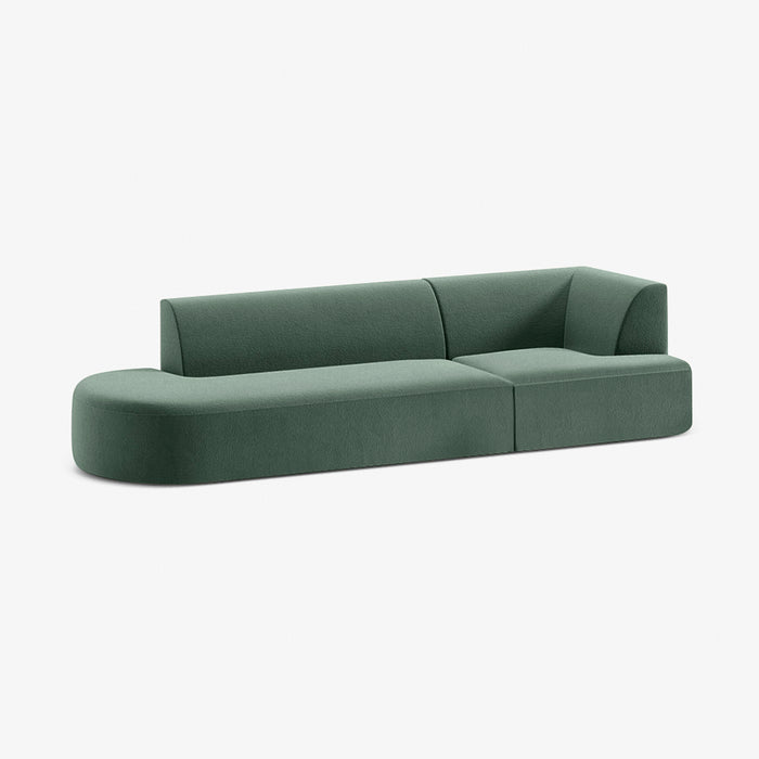 EMETERIO | ספה תלת מושבית מעוגלת לסלון מבד בוקלה