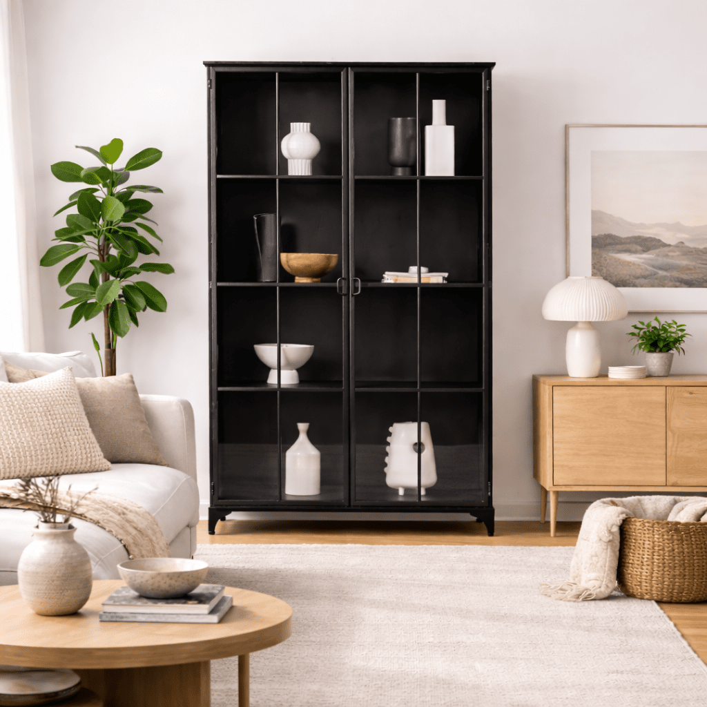 ALMIR | ספריה מברזל וזכוכית, עם מדפים סגורים - KUALA