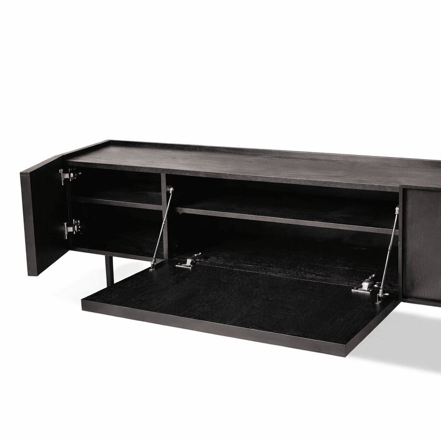 ARIE | מזנון נורדי מעץ ומתכת, עם מדפים סגורים וקלאפה, 160 ס"מ - KUALA