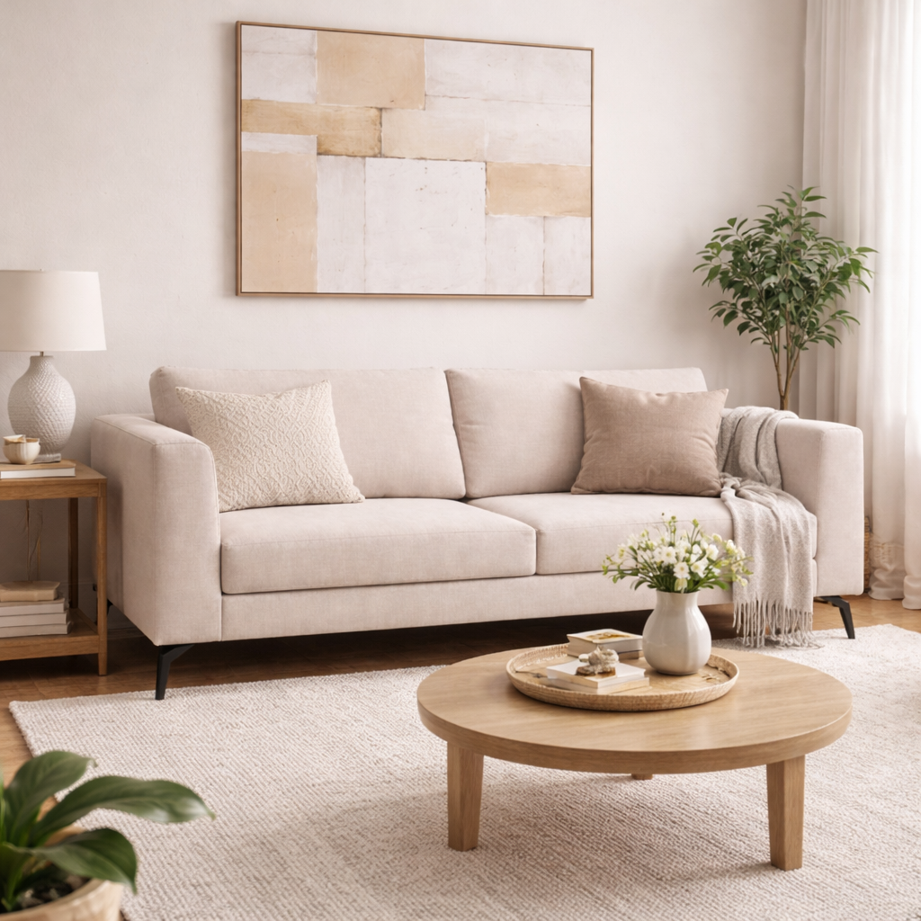 DIVOP | ספה תלת מושבית מרופדת בבד אריג - KUALA