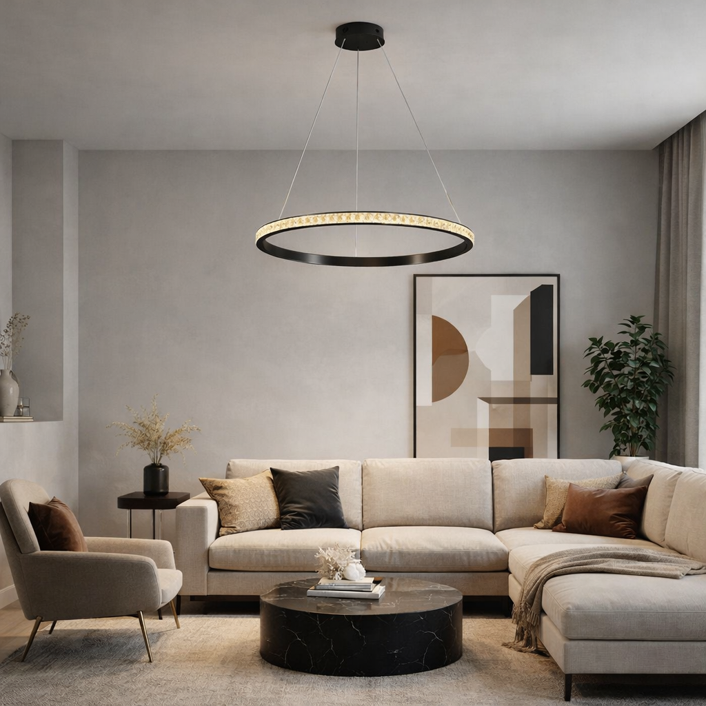 PIRA | מנורת תליה עם רינג בגוון שחור - KUALA