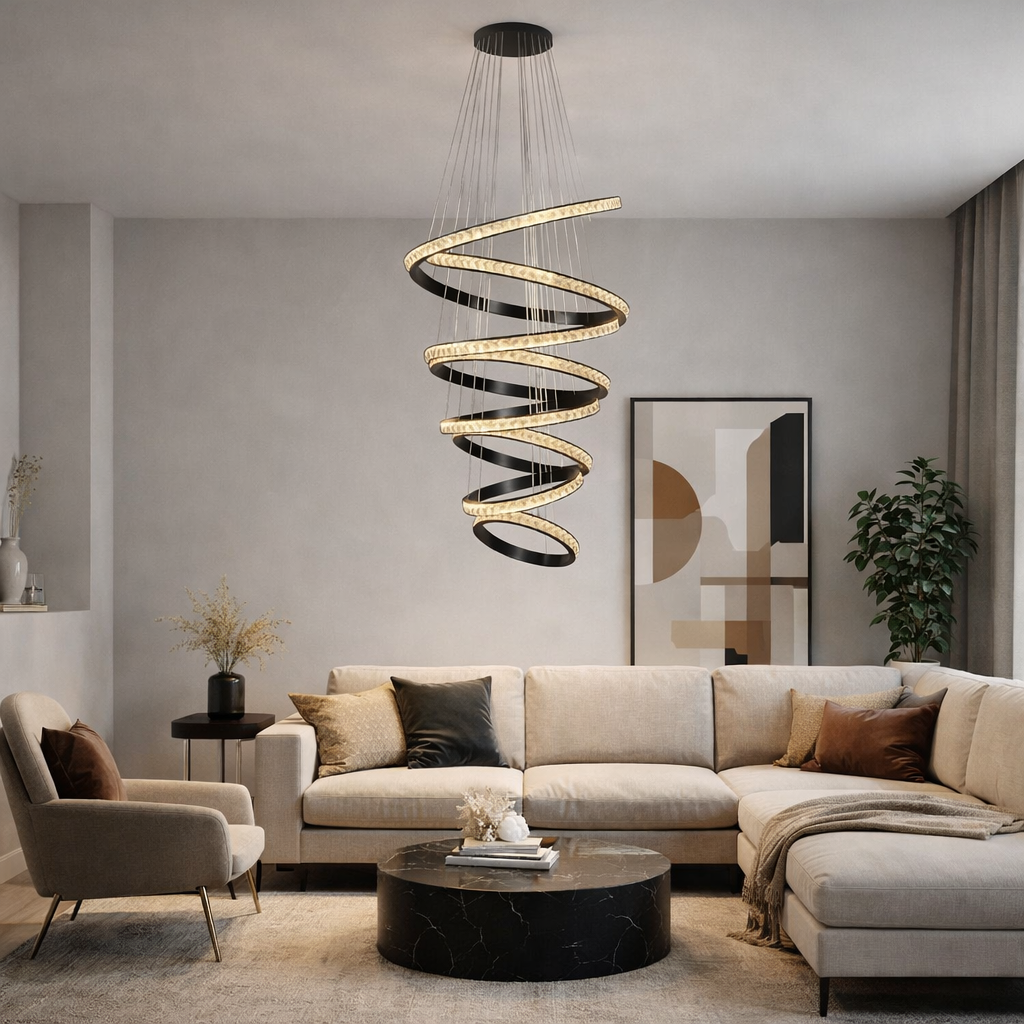 PERO | מנורת תלייה מסולסלת בגוון שחור - KUALA