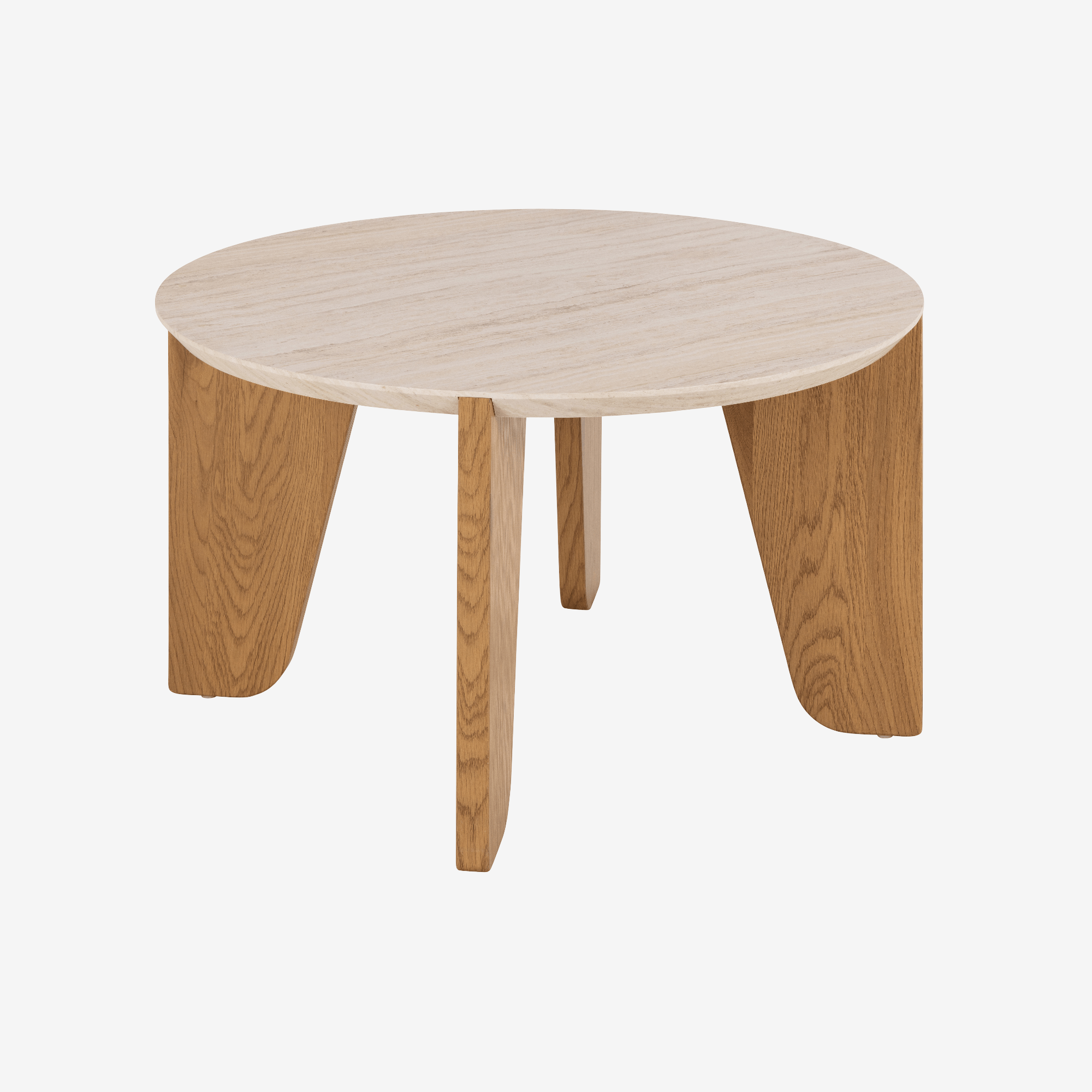 NAZA | שולחן סלון עגול ממלמין ועץ, קוטר 80 ס"מ