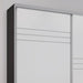 תמונה מזווית מספר 4 של המוצר PORVOO | ארון הזזה בגוון שחור בשילוב חזיתות זכוכית לבנה ואלומיניום דקורטיבי