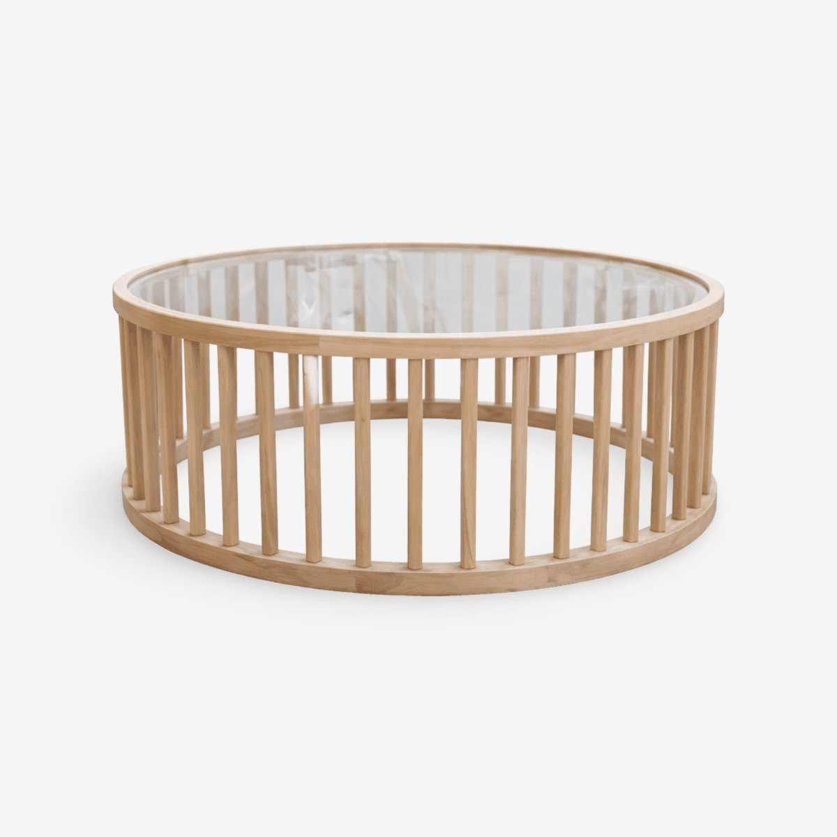 DAGT | שולחן סלון עגול מעץ וזכוכית, קוטר 100 ס"מ - KUALA