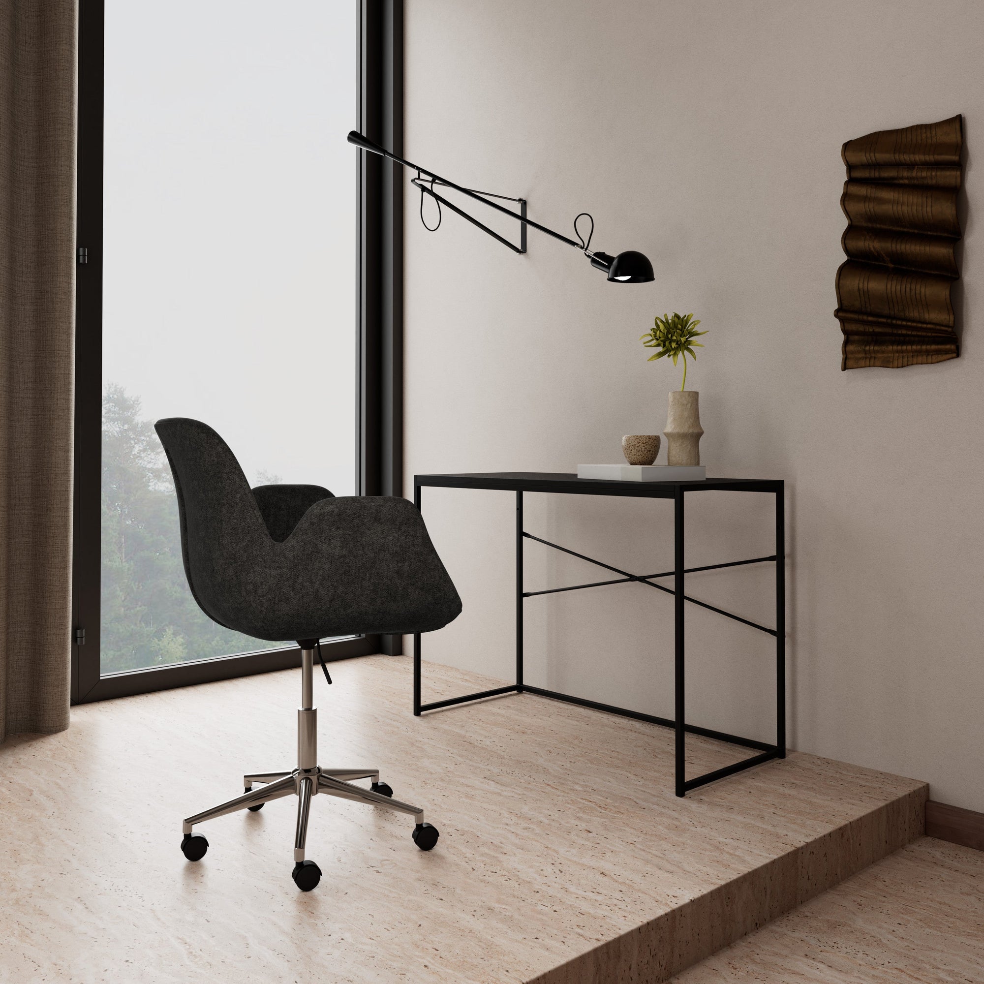 WEST | כיסא משרדי עם גלגלים מרופד בבד אריג - KUALA