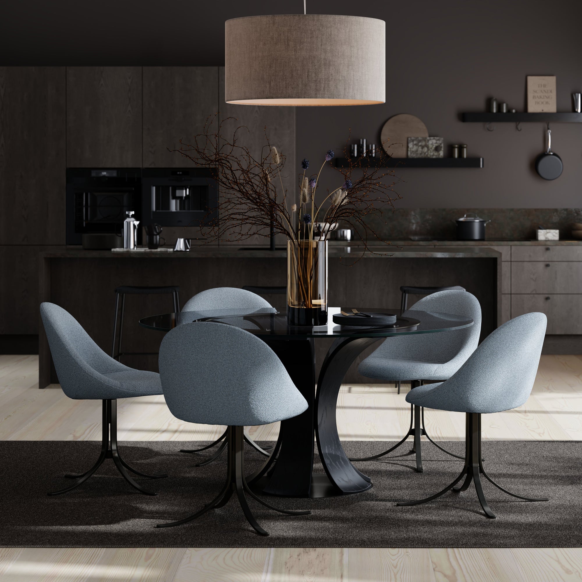 TAVERA | כיסא משרדי מרופד בבד בוקלה בשילוב רגלי מתכת בגוון שחור