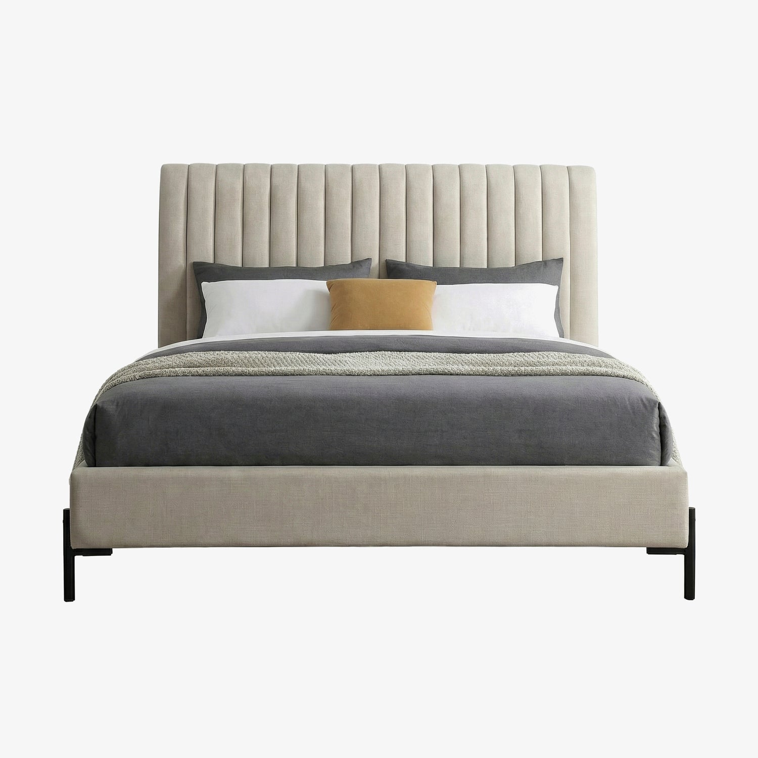 ROALY | מיטה זוגית מרופדת בבד אריג