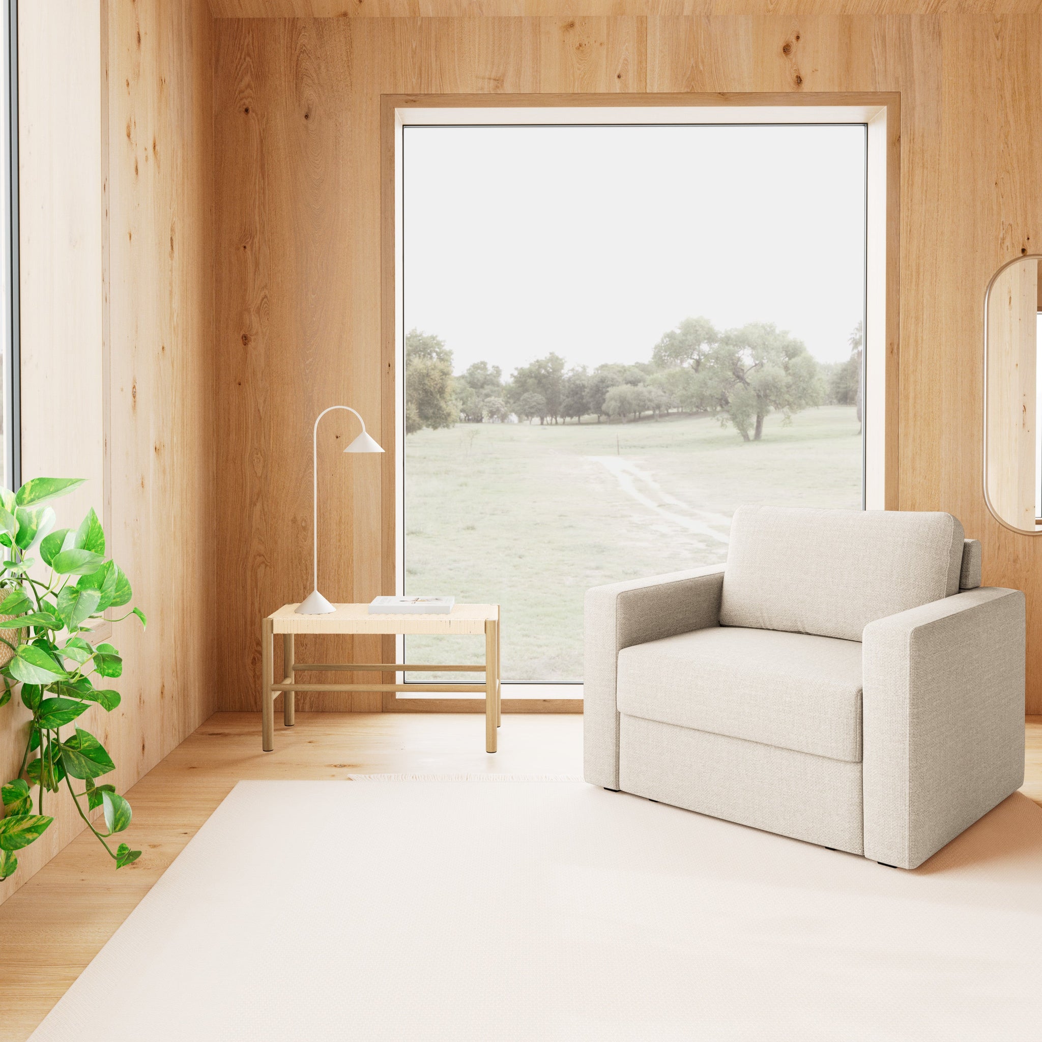 BASE | כורסא נפתחת למיטה מרופדת בבד אריג