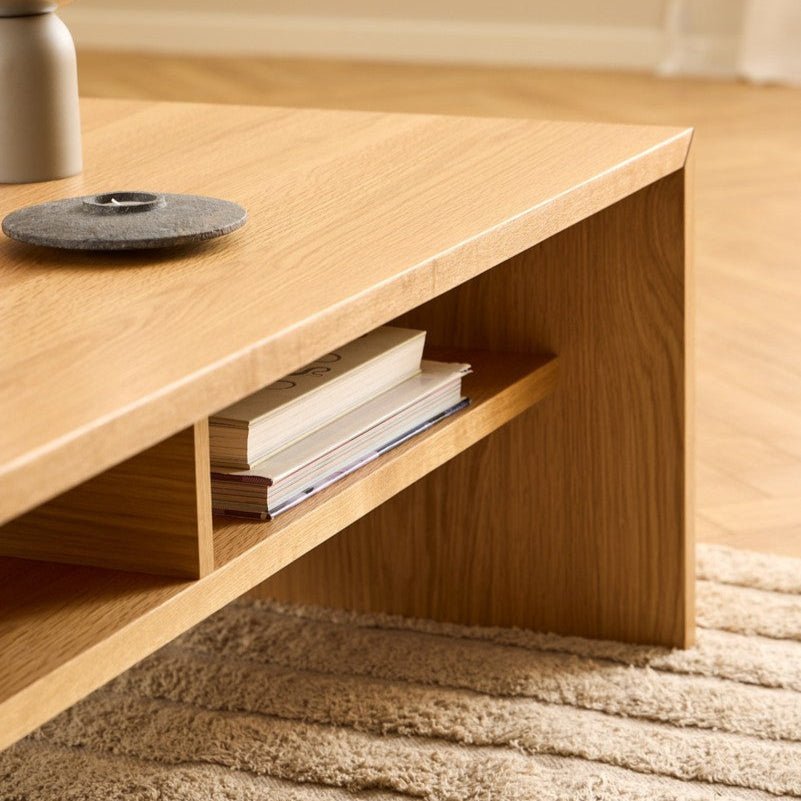 ﻿TEZU | שולחן סלון מלבני מעץ אלון מלא, 120/60 ס"מ﻿