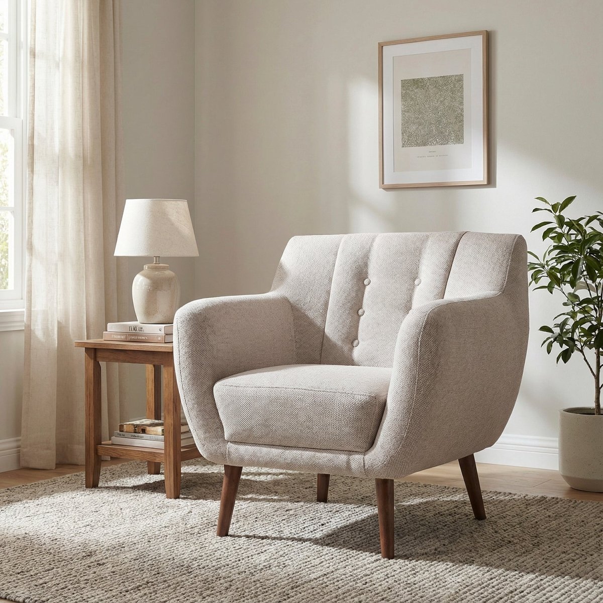 EBBEMO | כורסת וינטאג' מרופדת בבד אריג - KUALA