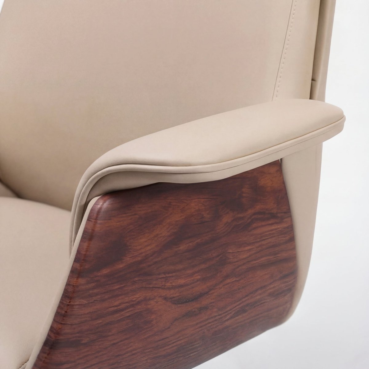 EBBON | כיסא משרדי מרופד בבד דמוי עור בשילוב עץ - KUALA