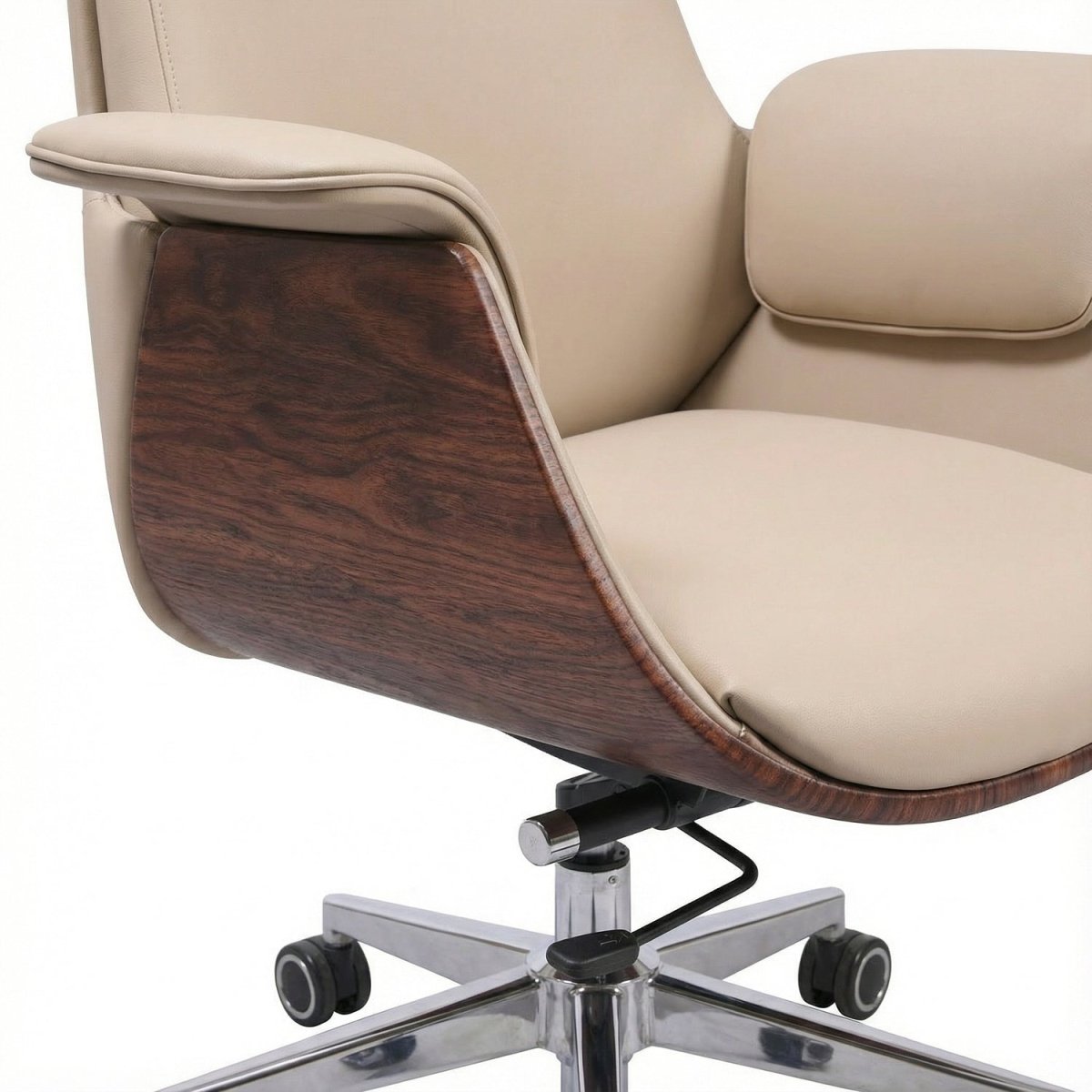 EBBON | כיסא משרדי מרופד בבד דמוי עור בשילוב עץ - KUALA