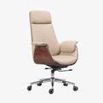 EBBON | כיסא משרדי מרופד בבד דמוי עור בשילוב עץ - KUALA