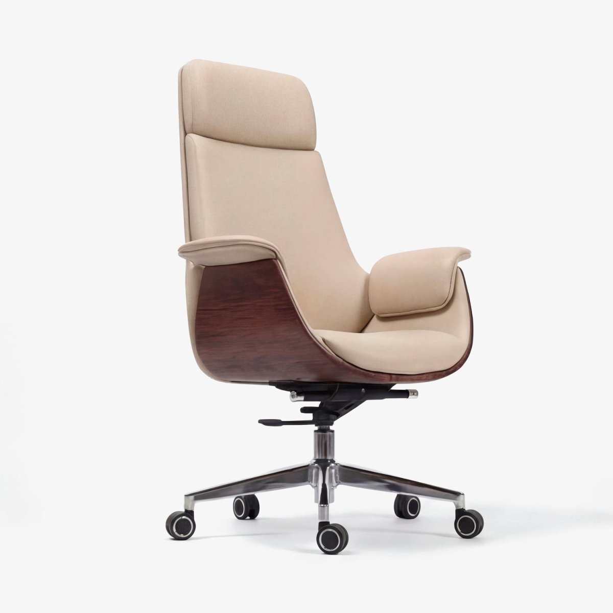 EBBON | כיסא משרדי מרופד בבד דמוי עור בשילוב עץ - KUALA