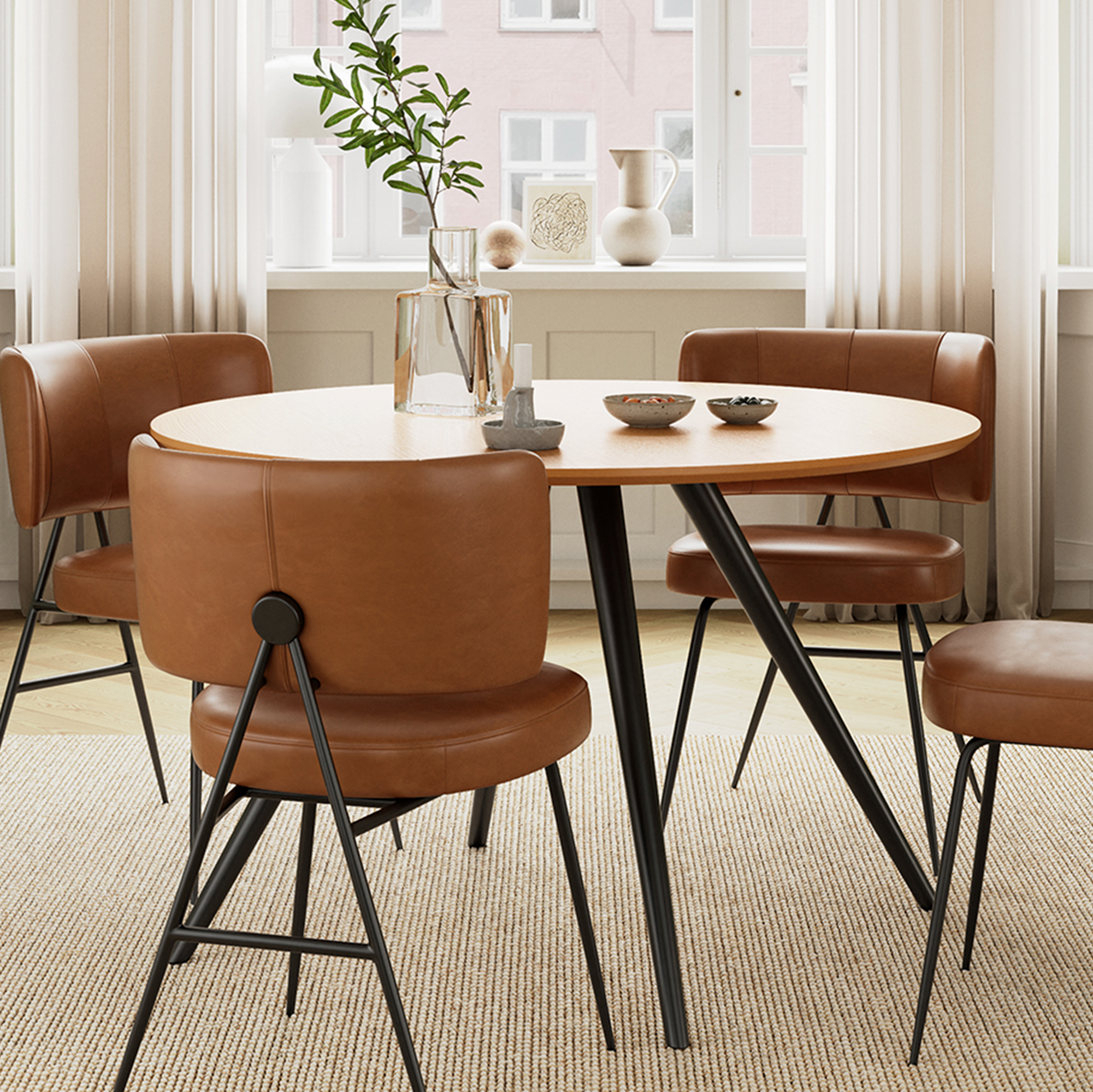 KORVINA | שולחן אוכל עגול קוטר 120 ס"מ, עד 6 סועדים