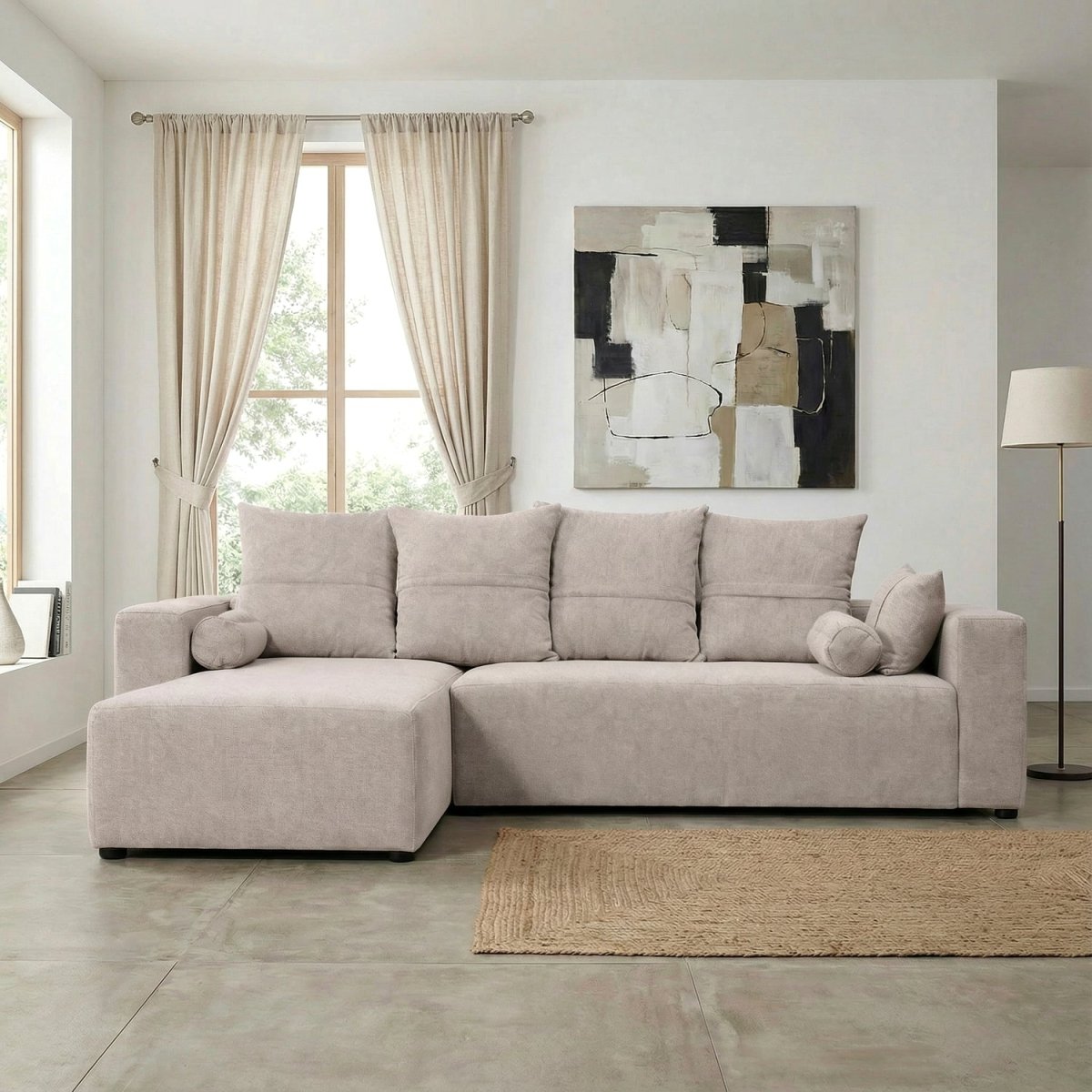 EDDAL | ספת שזלונג מודרנית מרופדת בבד אריג - KUALA