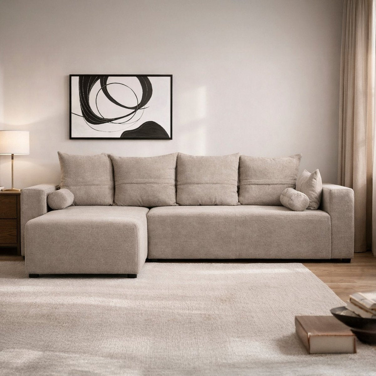 EDDAL | ספת שזלונג מודרנית מרופדת בבד אריג - KUALA