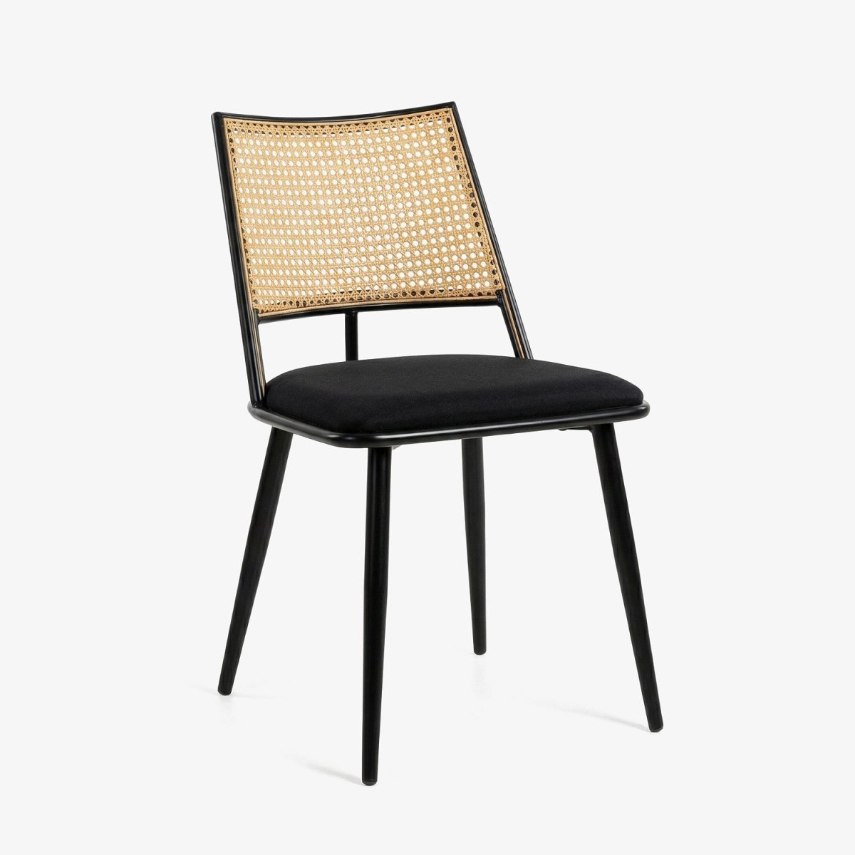 ELOF | כיסא אוכל ממתכת בשילוב ריפוד אריג ודמוי ראטן - KUALA