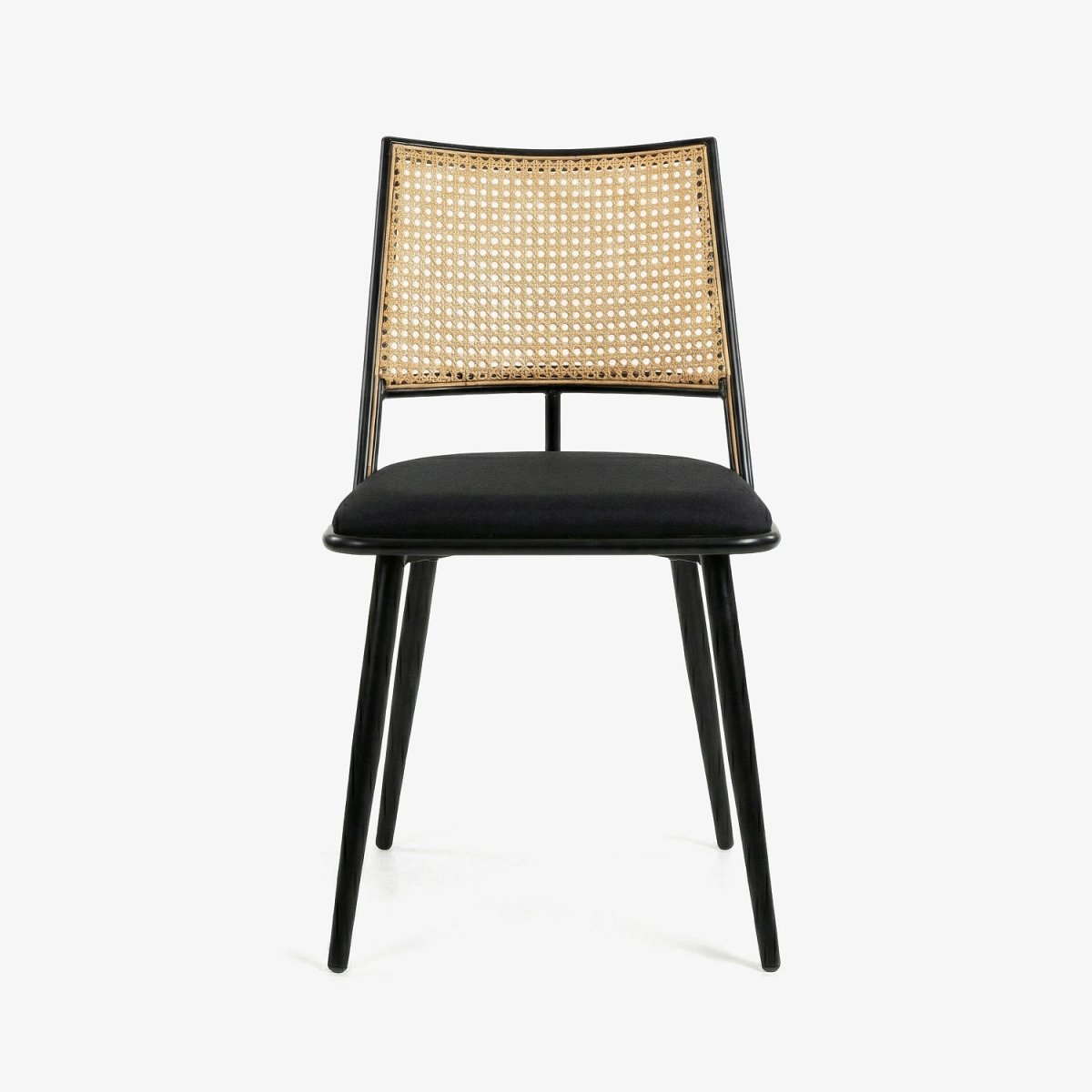 ELOF | כיסא אוכל ממתכת בשילוב ריפוד אריג ודמוי ראטן - KUALA