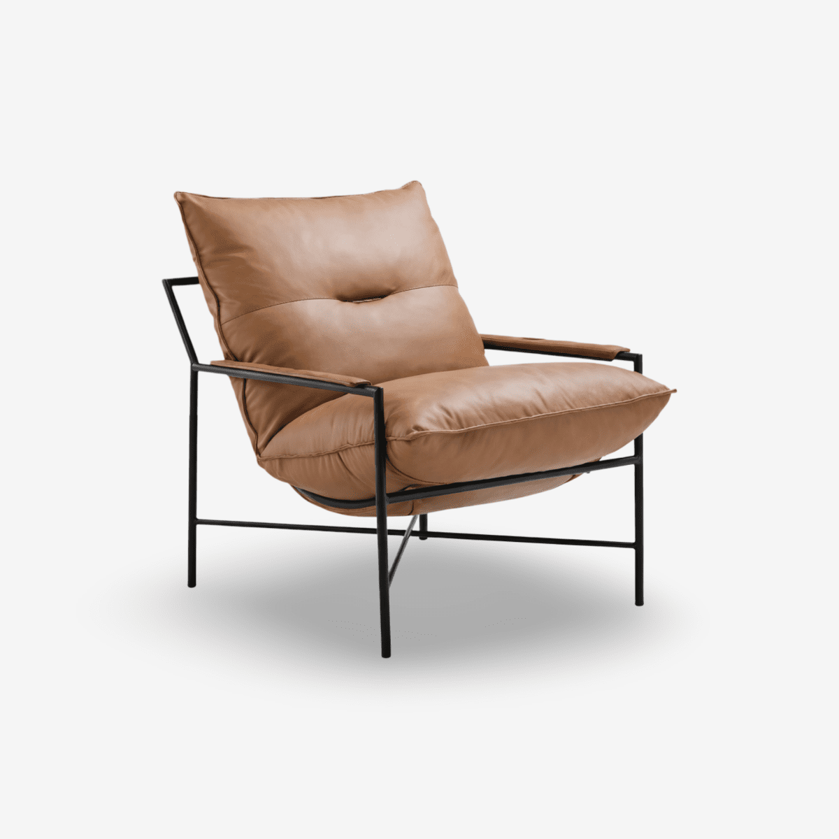 ELOFEK | כורסא מרופדת בבד עור בשילוב מתכת - KUALA