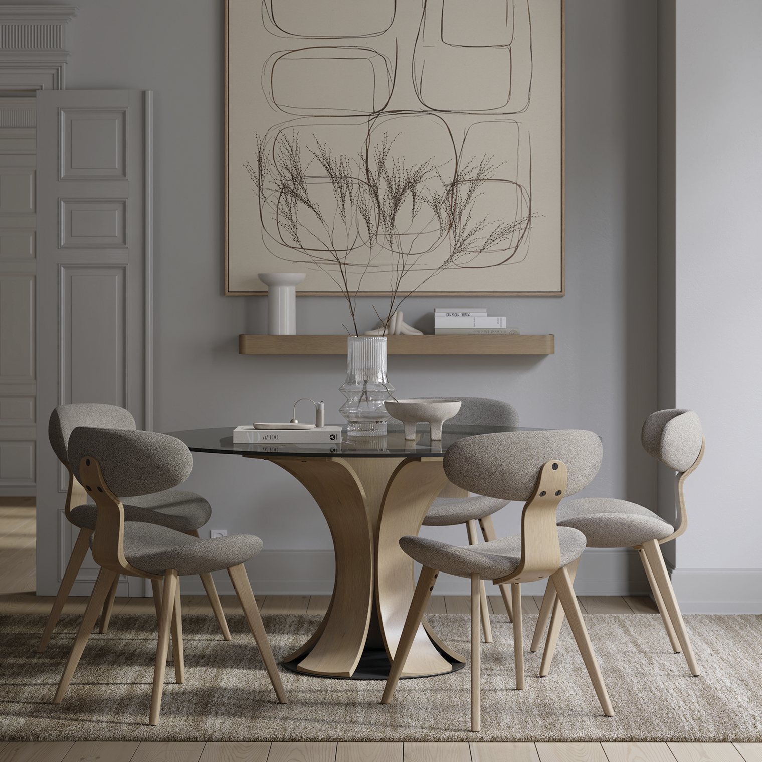 INOVO | שולחן אוכל עגול קוטר 150 ס"מ, עד 8 סועדים