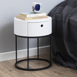 HAPTOL | שידת לילה מעץ ומתכת קוטר 41 ס"מ, עם מגירה