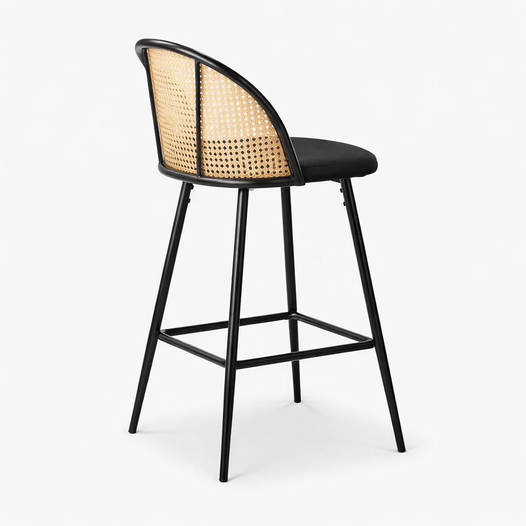 GISI | כיסא בר ממתכת ודמוי ראטן, מעוצב בסגנון בוהו שיק - KUALA