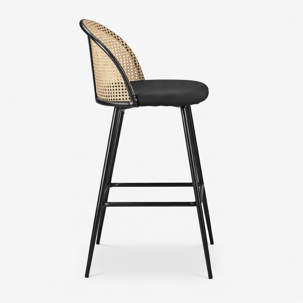 GISI | כיסא בר ממתכת ודמוי ראטן, מעוצב בסגנון בוהו שיק - KUALA