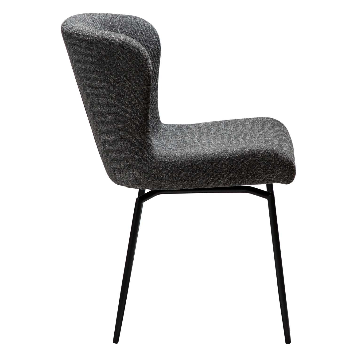 LUXANO | כיסא מסתובב מרופד בבד בוקלה בשילוב מתכת בגוון שחור