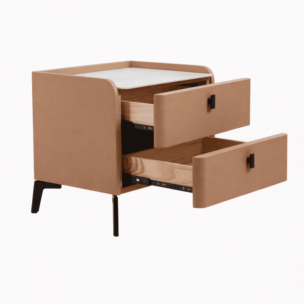 GORMAL | שידת לילה מרופדת, 52/42 ס"מ, עם מגירות ומגש עליון - KUALA