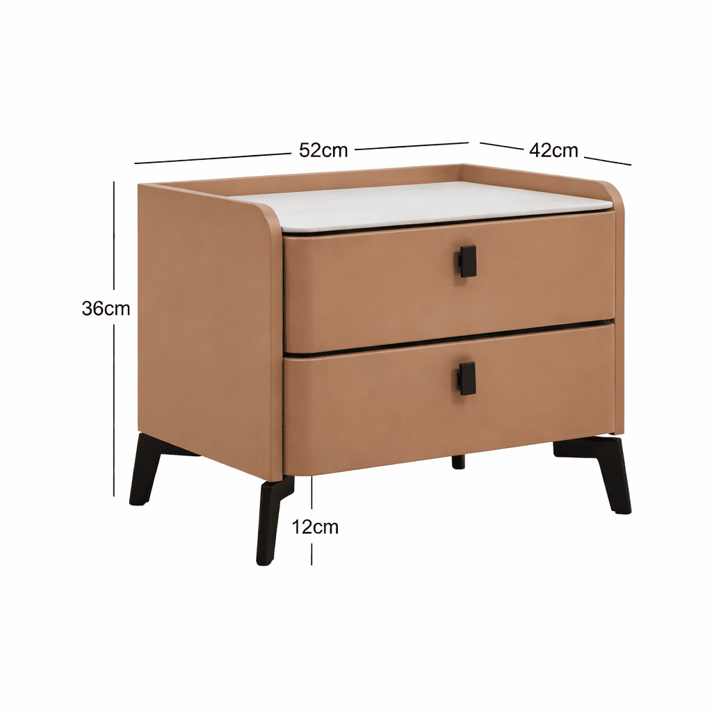 GORMAL | שידת לילה מרופדת, 52/42 ס"מ, עם מגירות ומגש עליון - KUALA